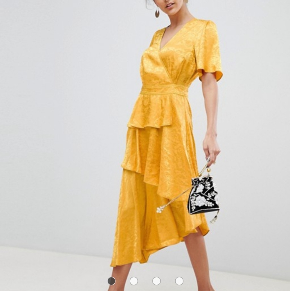Y.A.S Satin Floral Wrap Midi Dress XL